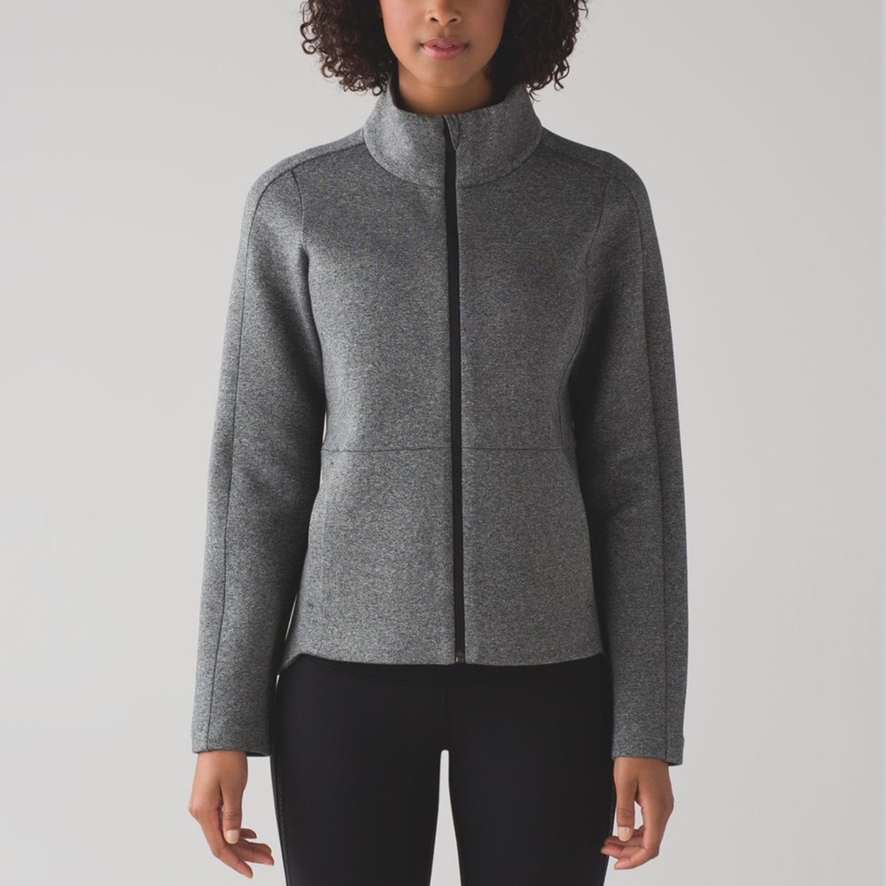 Lululemon Going Places Jacket Sz 6 In Heathered Speckled Black / Black